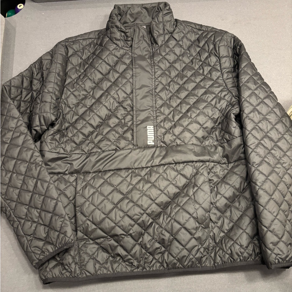 Puma Black Puffer Jacket with Stand-Up Collar